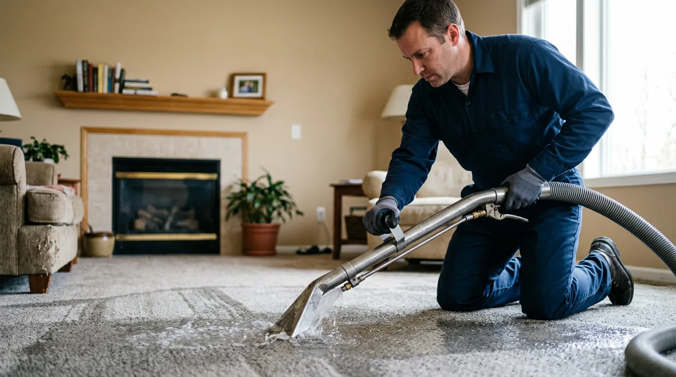 Water damage restoration technician working near Whitefield, NH